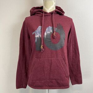 TENTREE Hoodie Sweatshirt Womens‎ Small Logo Graphic Logo Dark Red Organic